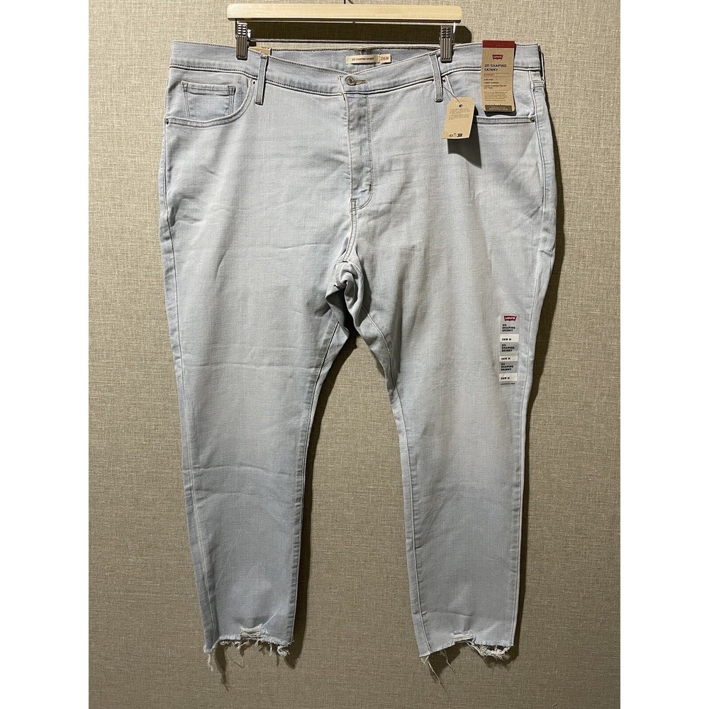 Levis 311 Jeans Women's 26W Plus Blue Shaping Skinny Jeans Raw Hem  (47x29)